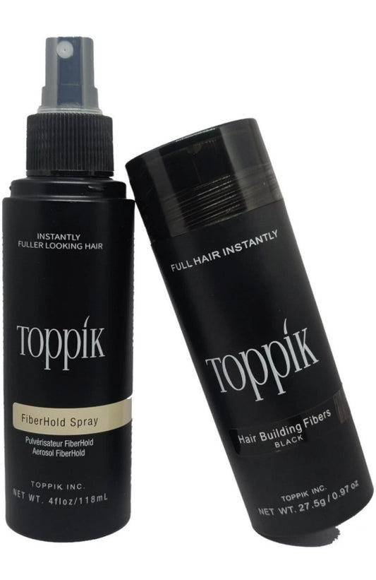 Toppik hair fiber black 27.5gm and toppik hai spray 118ml combo offer