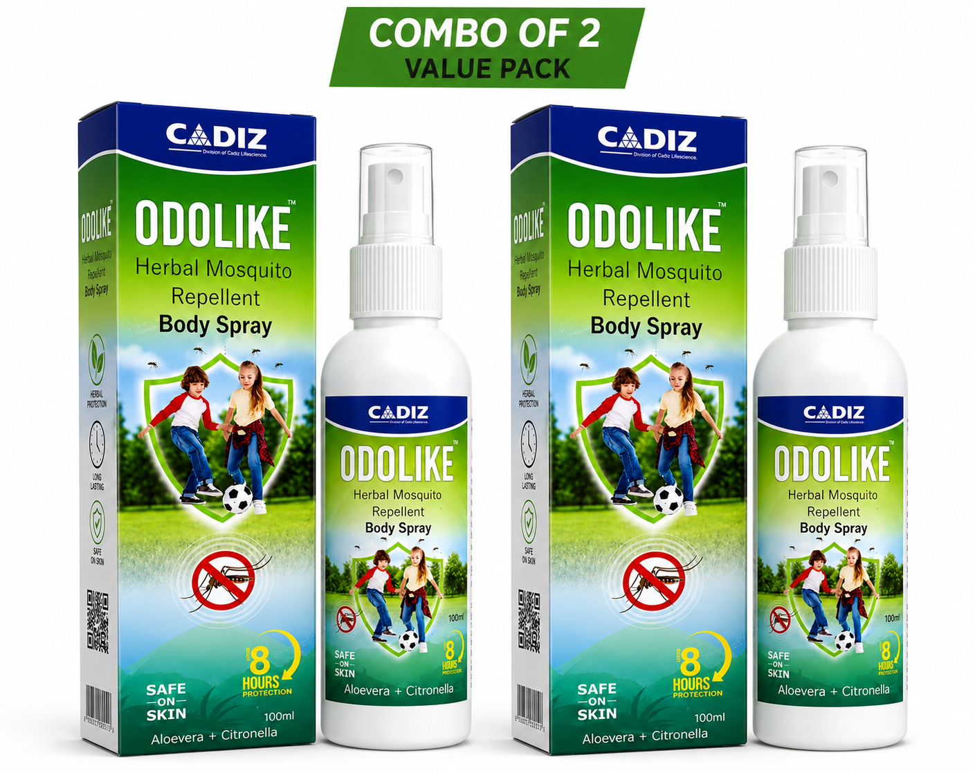 Cadiz odolike herbal mosquito body spray. (100mlx2)