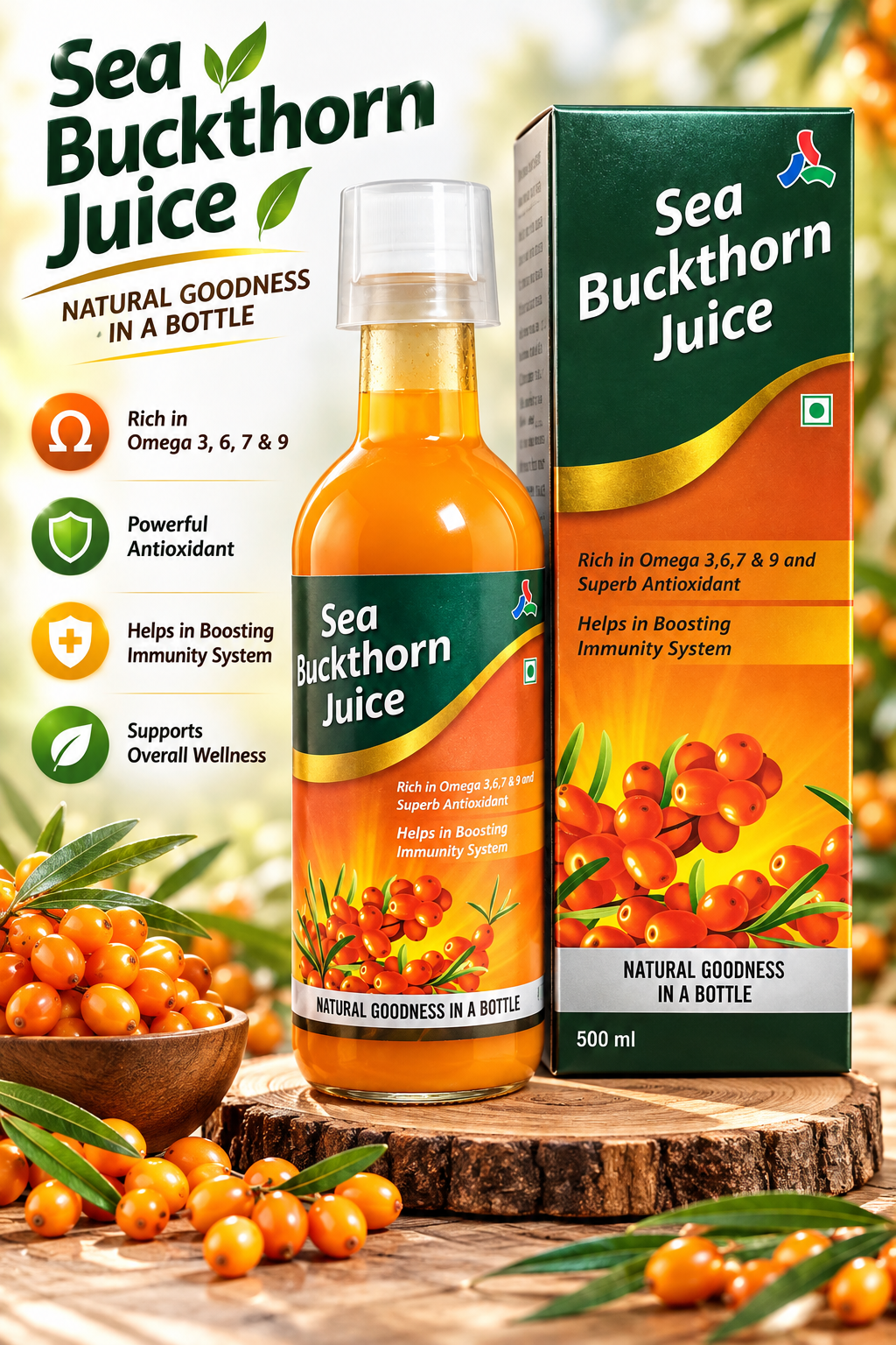 Sayona Sea Buckthorn Berry Juice – 500 ml | Natural Goodness in Every Bottle