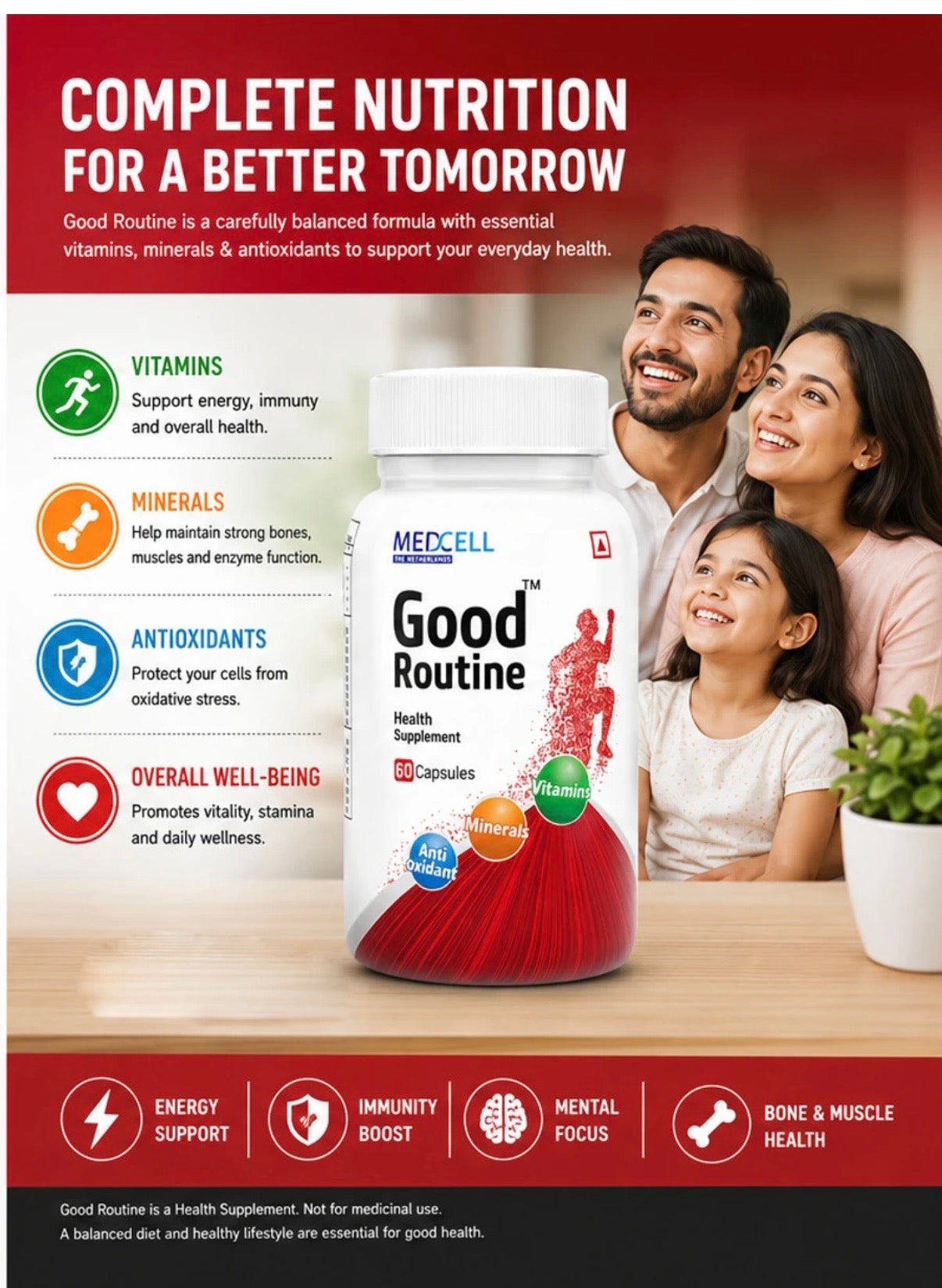 Medcell good routine multivitamins,mineral- 60 capsules