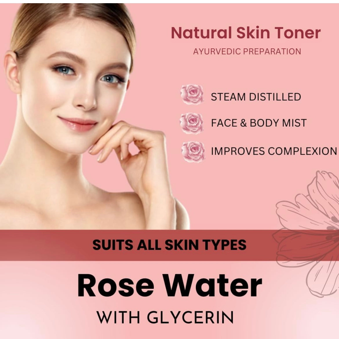 Medicyes Rose Water With Glycerin Spray Skin Toner (200ml)