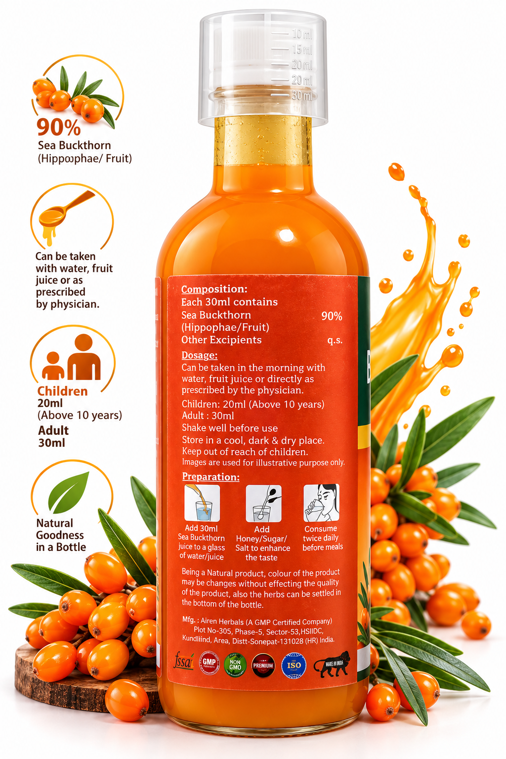 Sayona Sea Buckthorn Berry Juice – 500 ml | Natural Goodness in Every Bottle