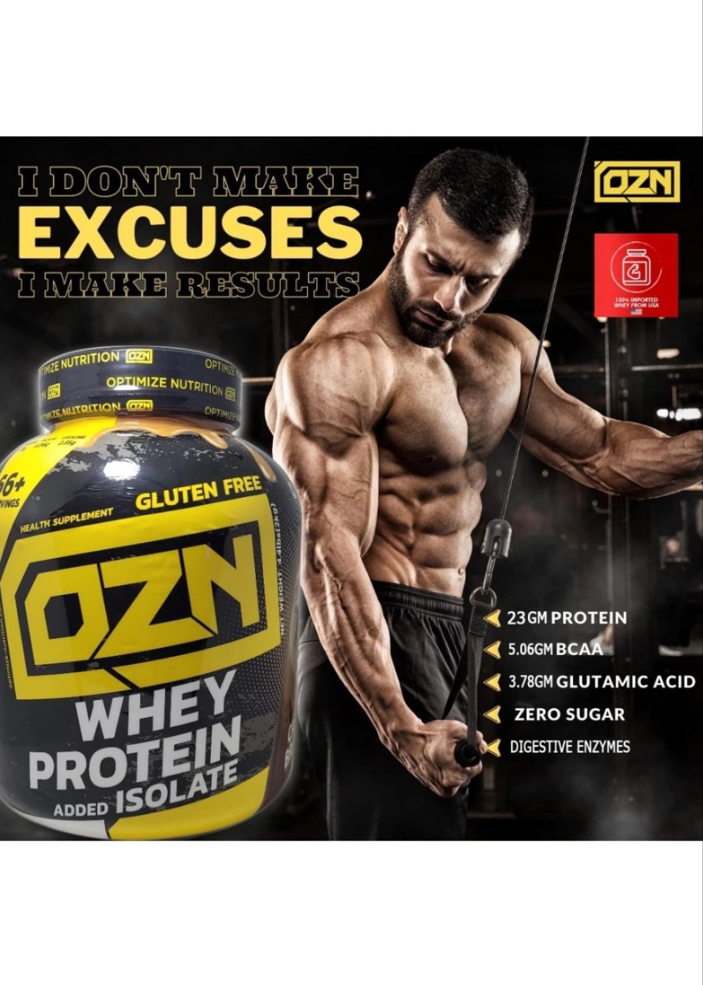 OZN Whey Protein With Added Isolate Gluten Free Whey Protein 2kg