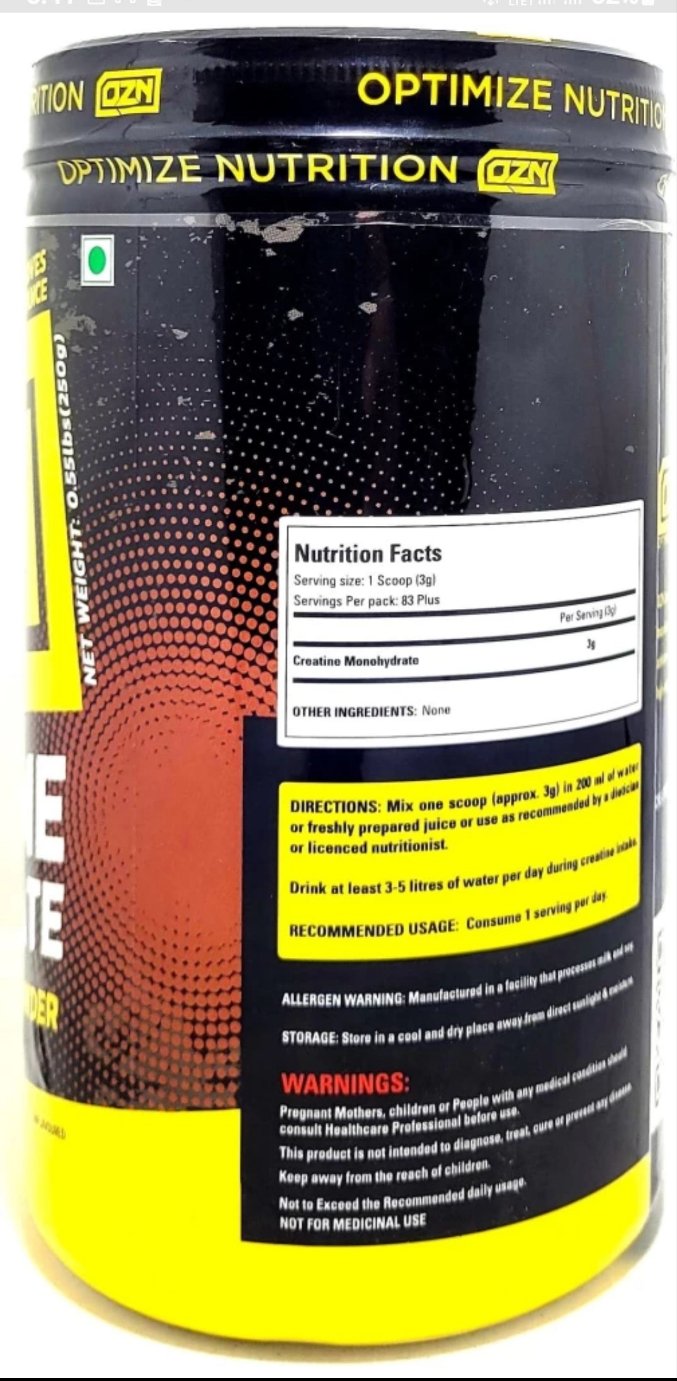 OZN Creatine Monohydrate Pure Micronized Creatine 83 serving, 250gm