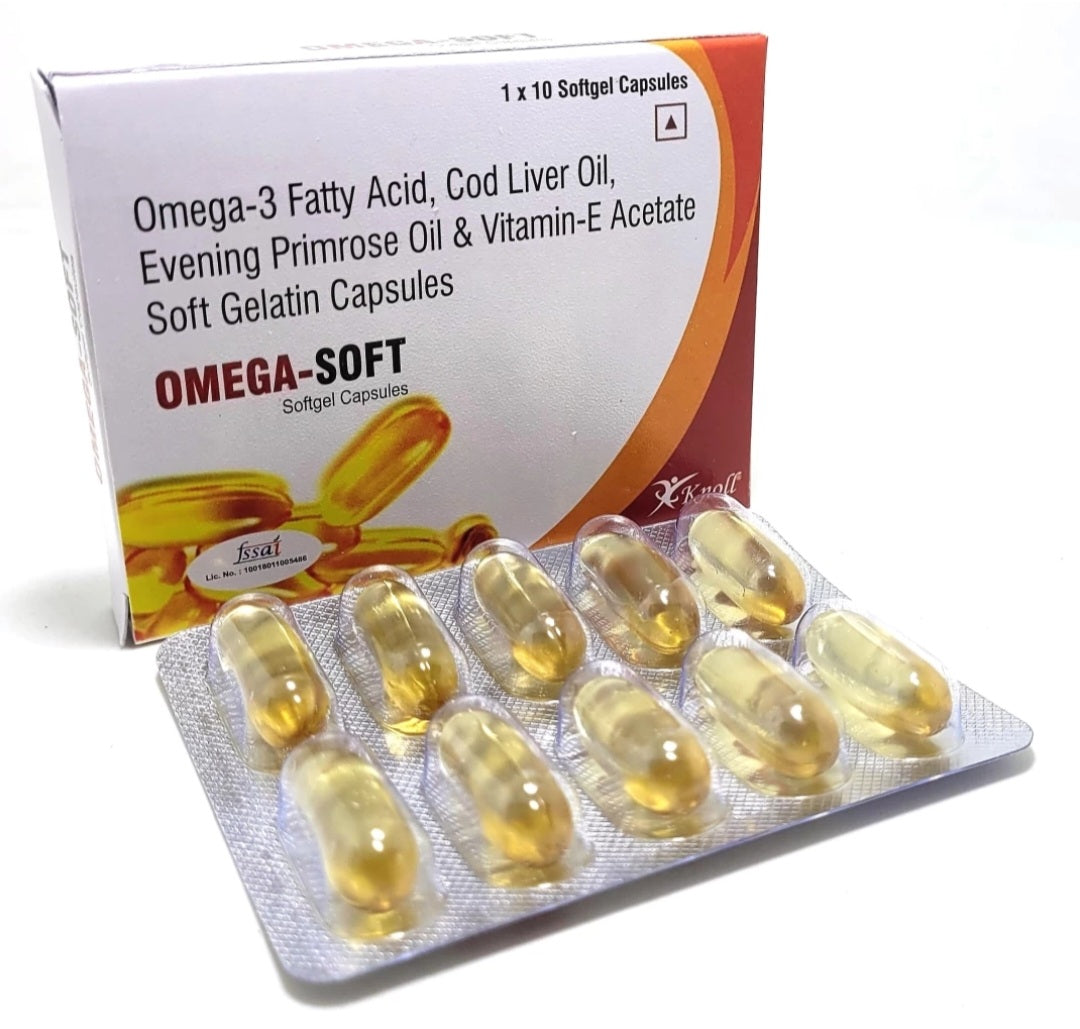 Knoll Omega-Soft omega-3, cod liver, Evening Primrose & Vitamin E (50 softgel)