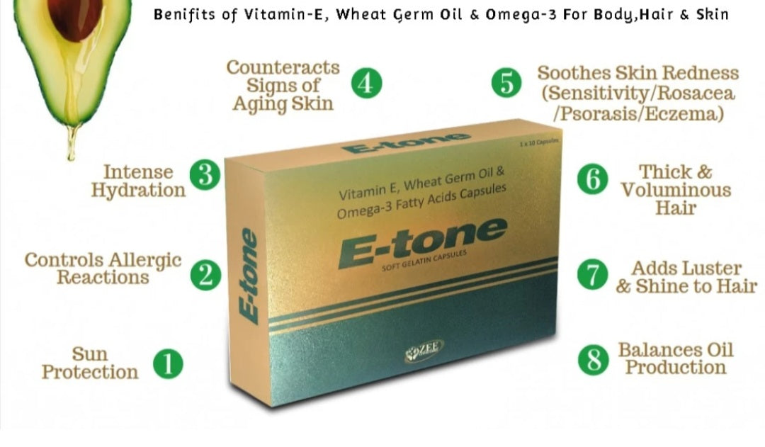 Etone Vitamin E, Wheat Germ Oil & Omega-3  30 Softgels