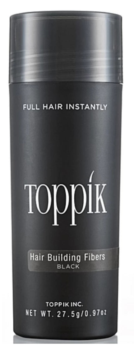 Toppik Hair Building Fibers, Keratin-Derived Fibres for Naturally Thicker Looking Hair, Cover bald spot - Black 27.5 gm