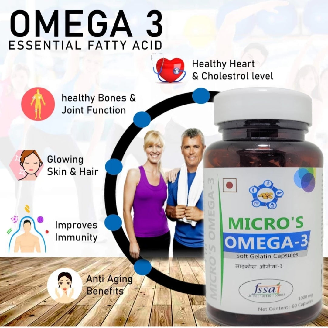 Micro's Omega-3 1000mg(EPA-180mg, DHA-120mg) Softgel Capsules(60)