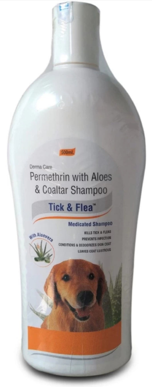 Pil Tick And Flea Shampoo With Aloevera, Anti itching, Anti parasitic, Alle4gy relief Dog shampoo(500ml)