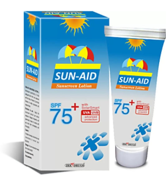 Zee Sun-Aid Sunscreen Lotion SPF 75 with Solar Smart UVA/UVB 100gm