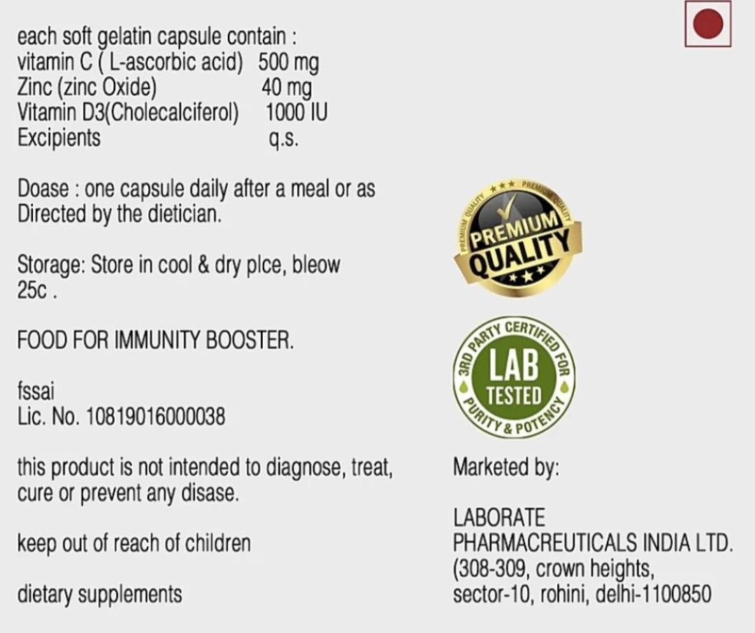 Boost & up Immunity Booster With Vitamin C, Vitamin D3 And Zinc (60softgels)