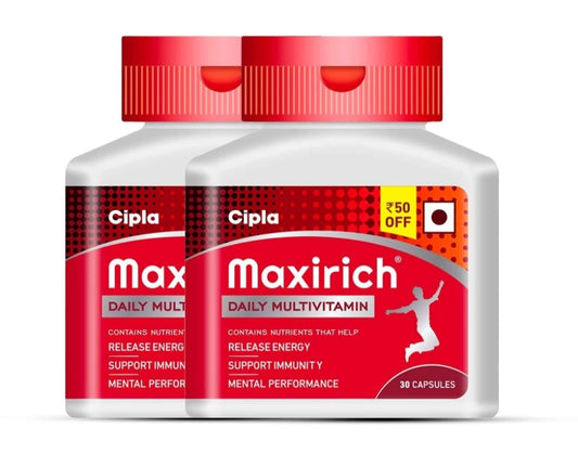 Cipla Maxirich Multivitamin Capsules with Nutrients, Antioxidants, Vitamins| Immunity 2x 30cap