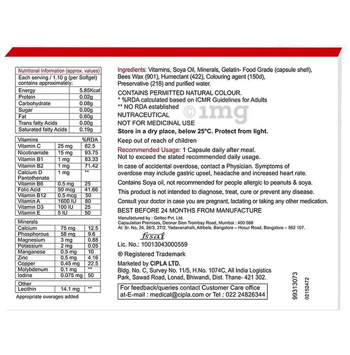 Cipla Maxirich muktivitamin and Minerals softgel capsules (60)